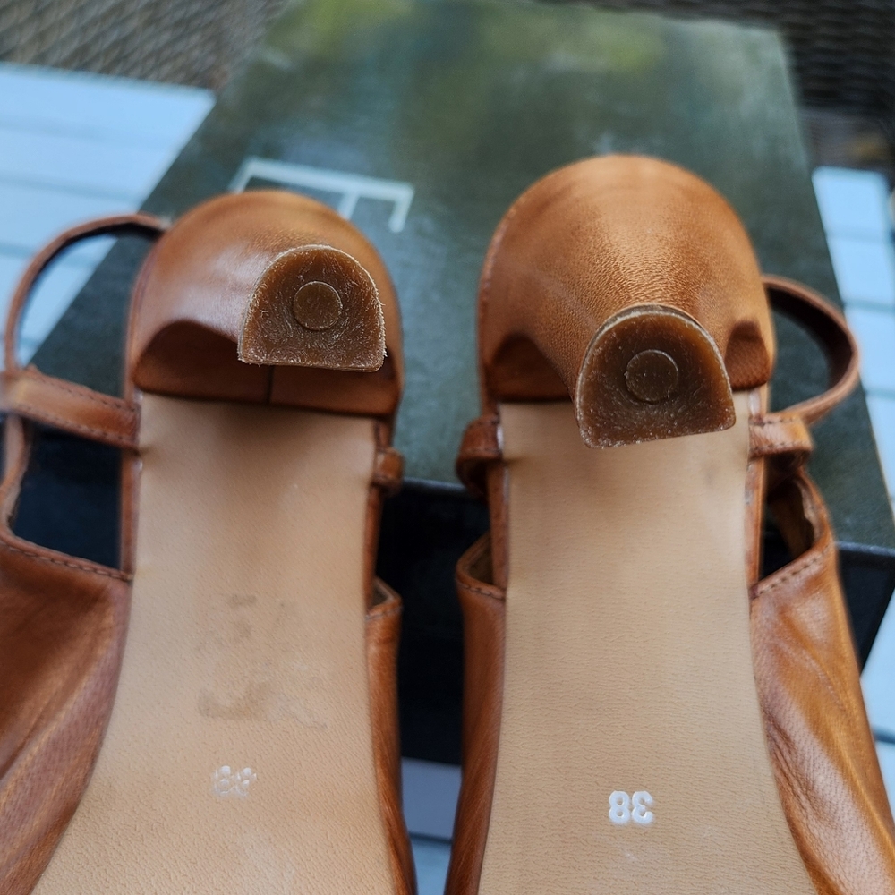 EVADO brown and red leather open toe high heels platform sandals 38 - Picture 11 of 12